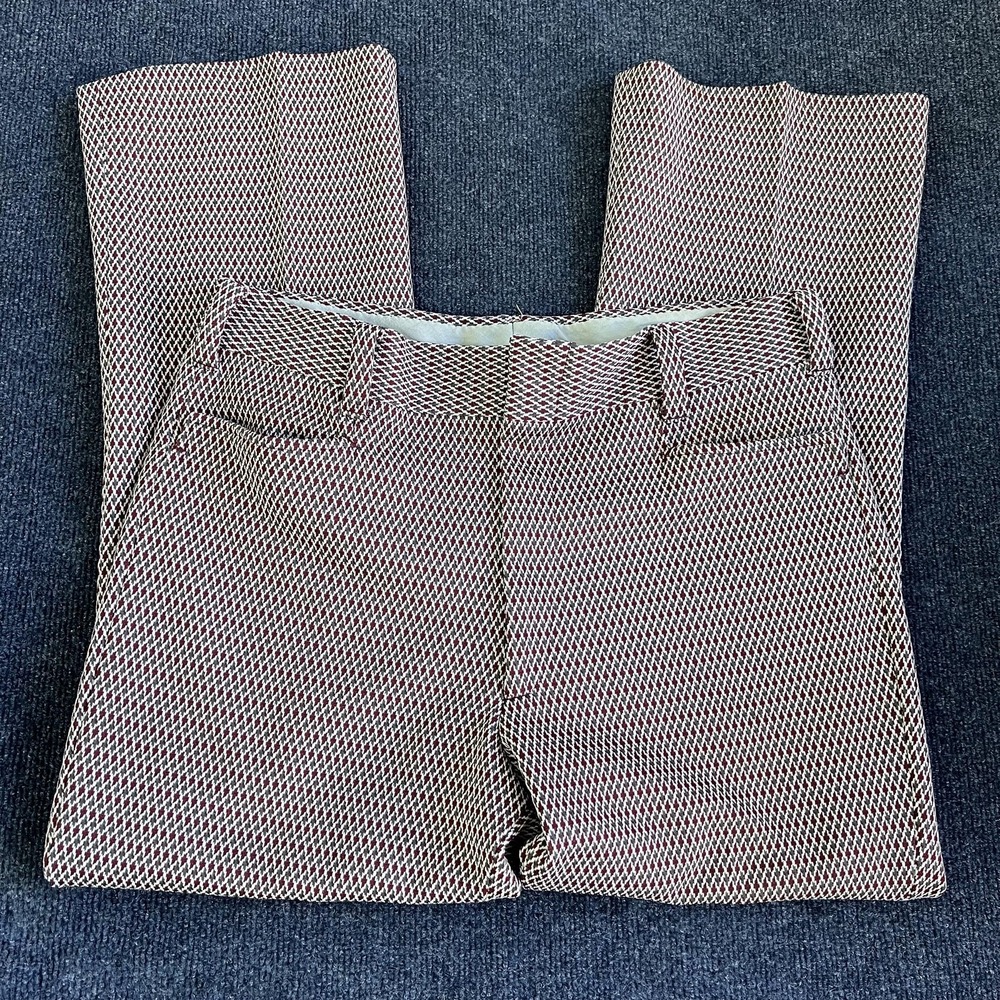 Vintage Campus Dress Pants Mens 32x28 Red Geometric Straight Leg Retro Mod
